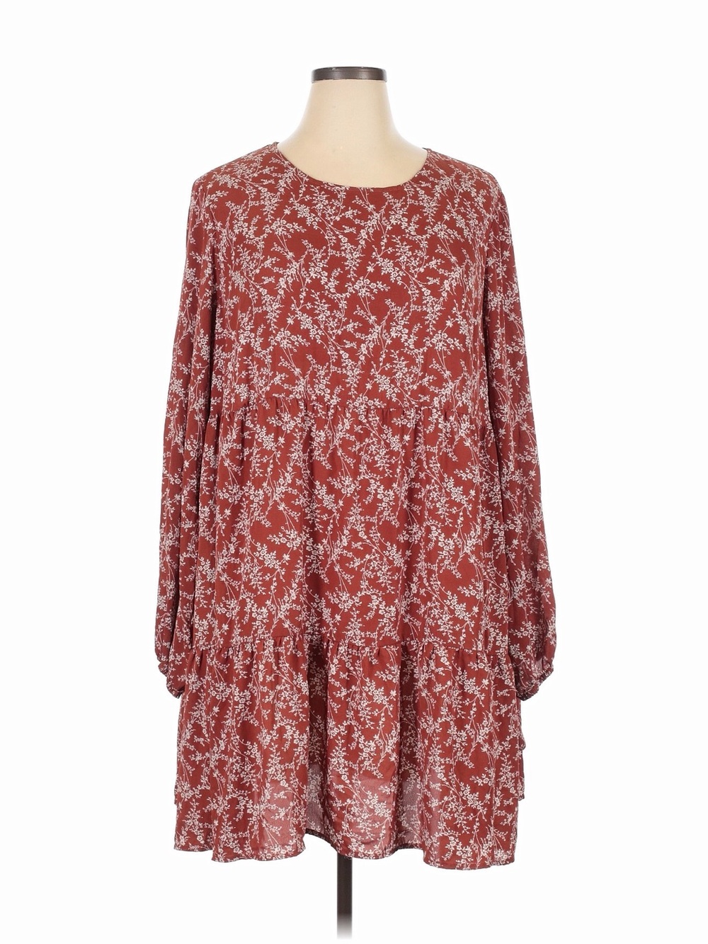 Floral Long Sleeve Tiered Dress